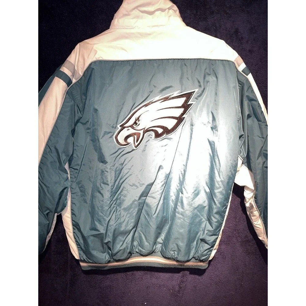 Vintage Philadelphia Eagles Hoodie Chalk Line Midnight Green Jacket Size L